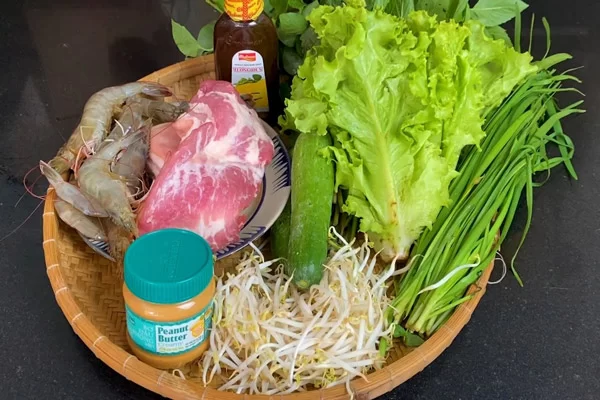 Nguyên liệu làm gỏi cuốn tươi đầy đủ