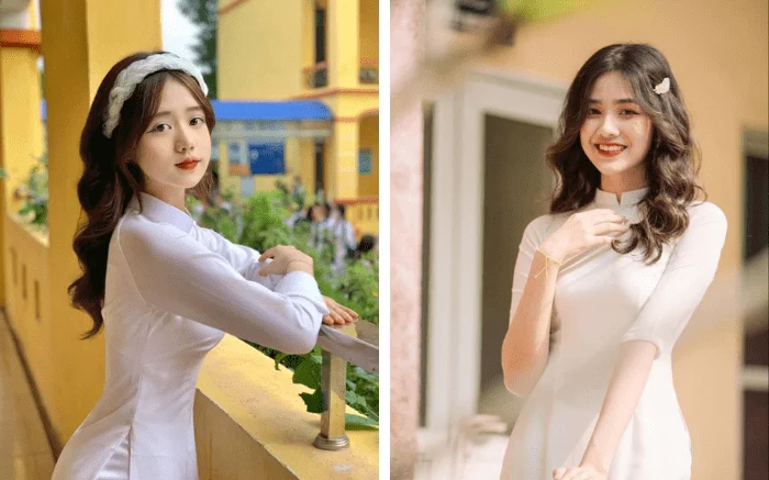 Kiểu tóc xõa và uốn khi mặc áo dài