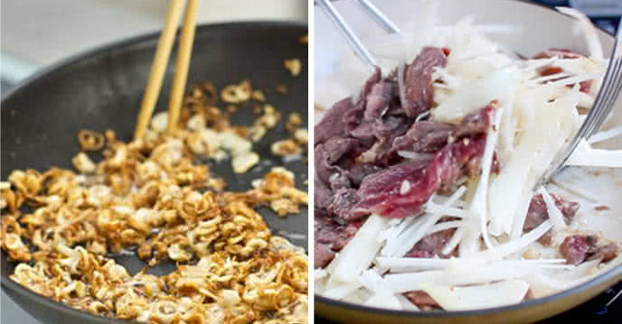 Biến tấu trình bày món bún bò xào tại nhà