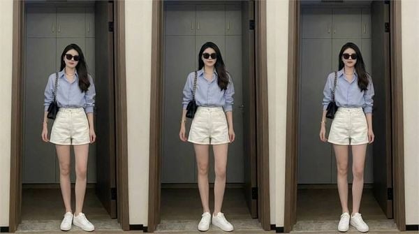 Áo sơ mi nữ phối quần short năng động
