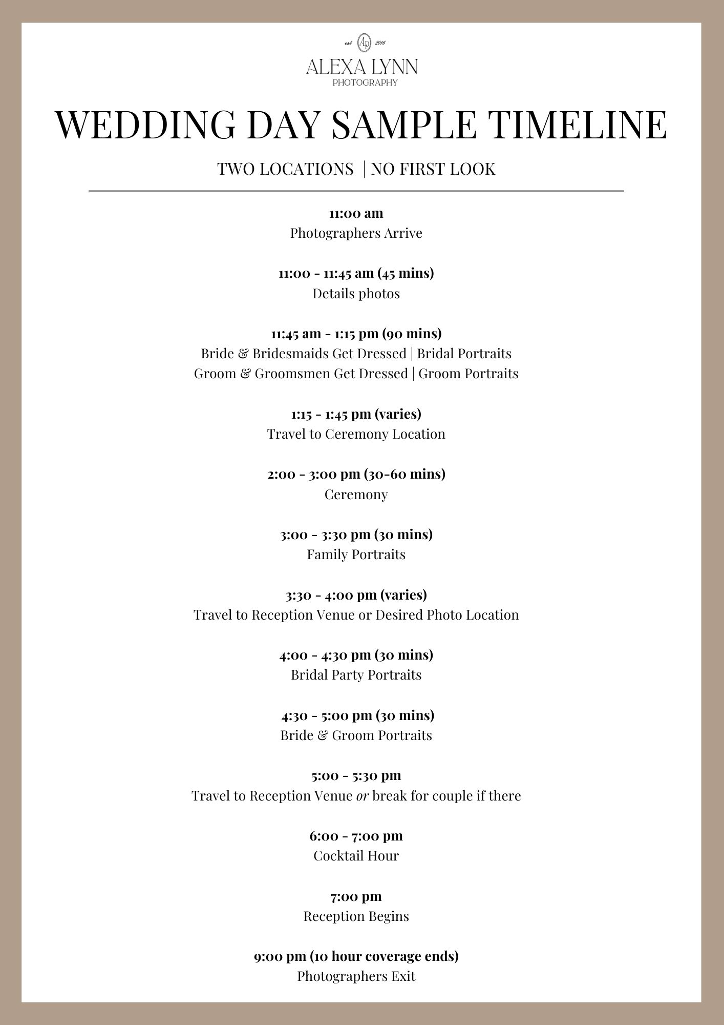 Timeline ngày cưới với các mốc thời gian từ sáng trang điểm đến tiệc cưới