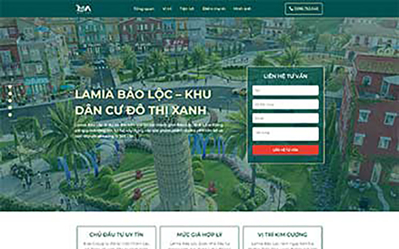 Landing page bất động sản được tối ưu hóa cho điện thoại, với layout cân bằng, button CTA lớn, form đơn giản