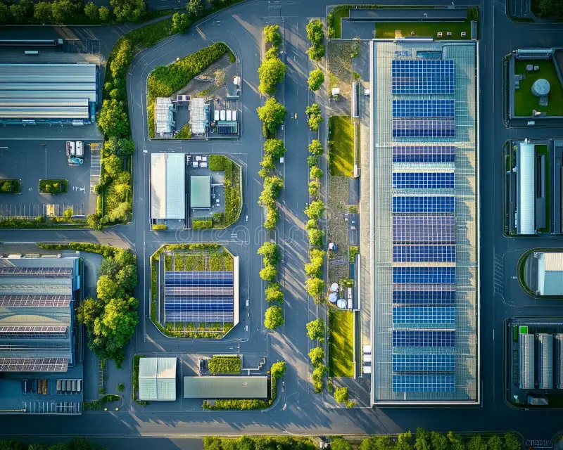 Ảnh KCN xanh với hệ thống pin mặt trời áp mái