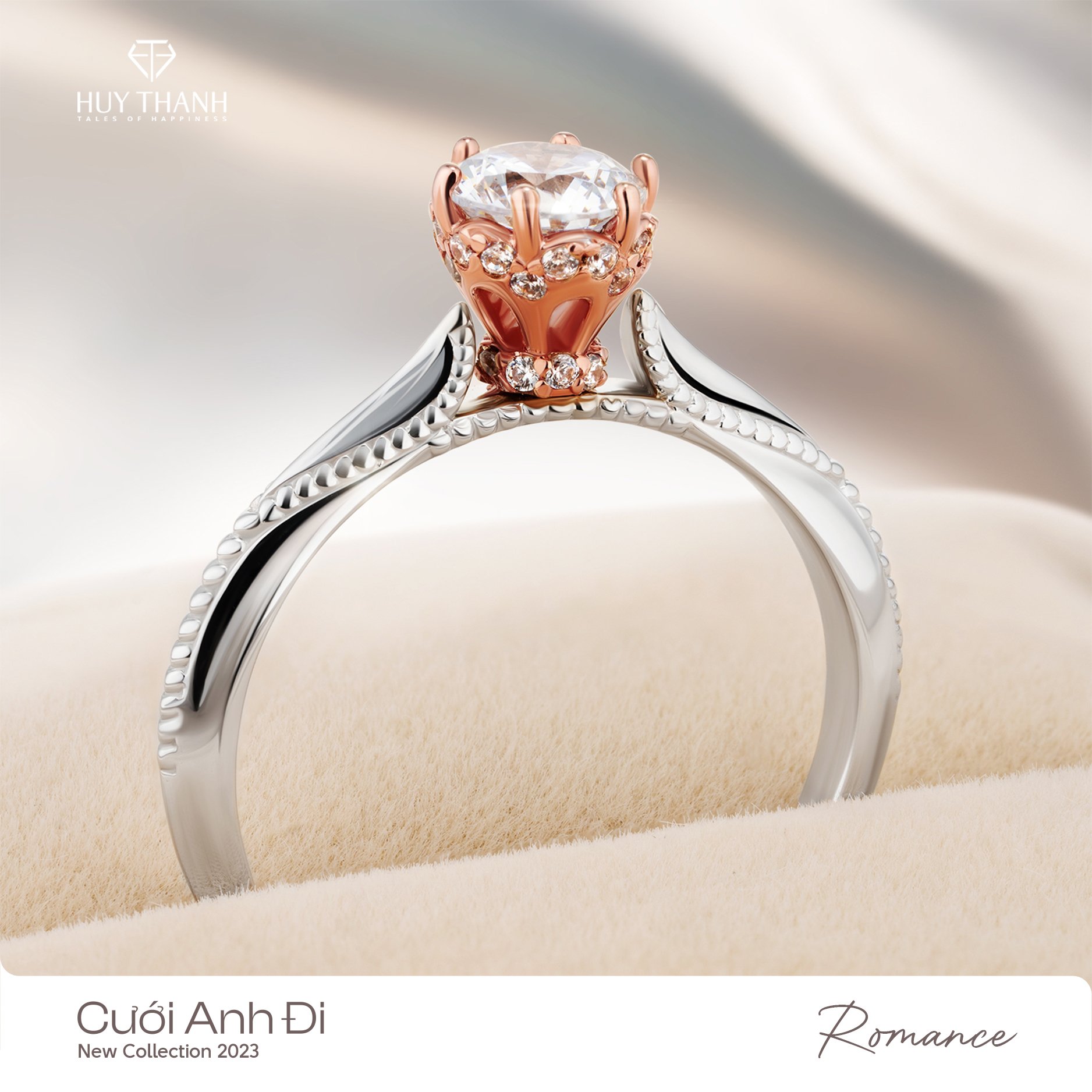Nhẫn cầu hôn Romance với thiết kế hoa tulip cổ điển