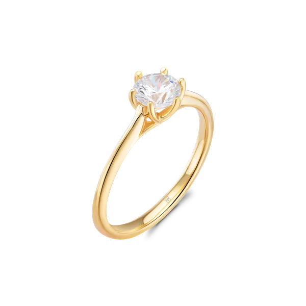 Mẫu nhẫn cầu hôn vàng 14K với đá Moissanite lấp lánh