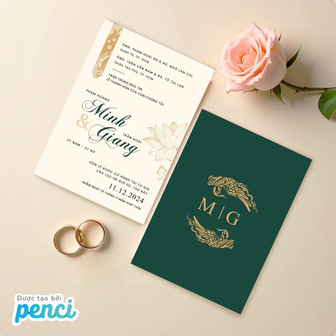 Mẫu thiệp cưới truyền thống theo yêu cầu cá nhân