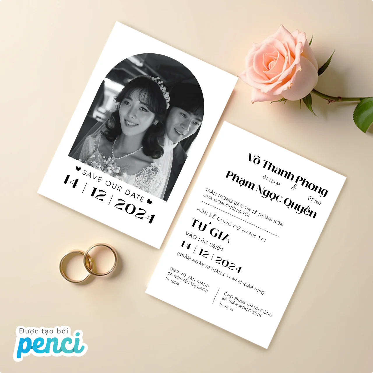 Thiệp cưới đẹp được cá nhân hóa và chỉnh sửa theo ý muốn