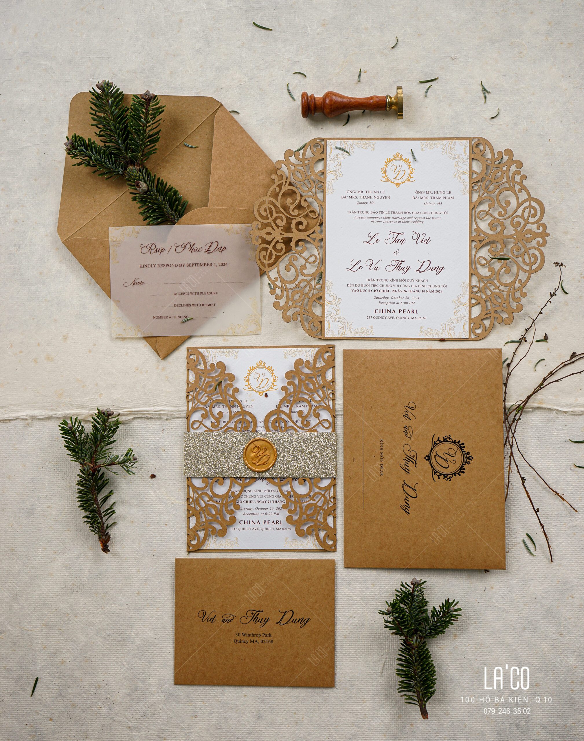 Thięp laser cut phong cách rustic