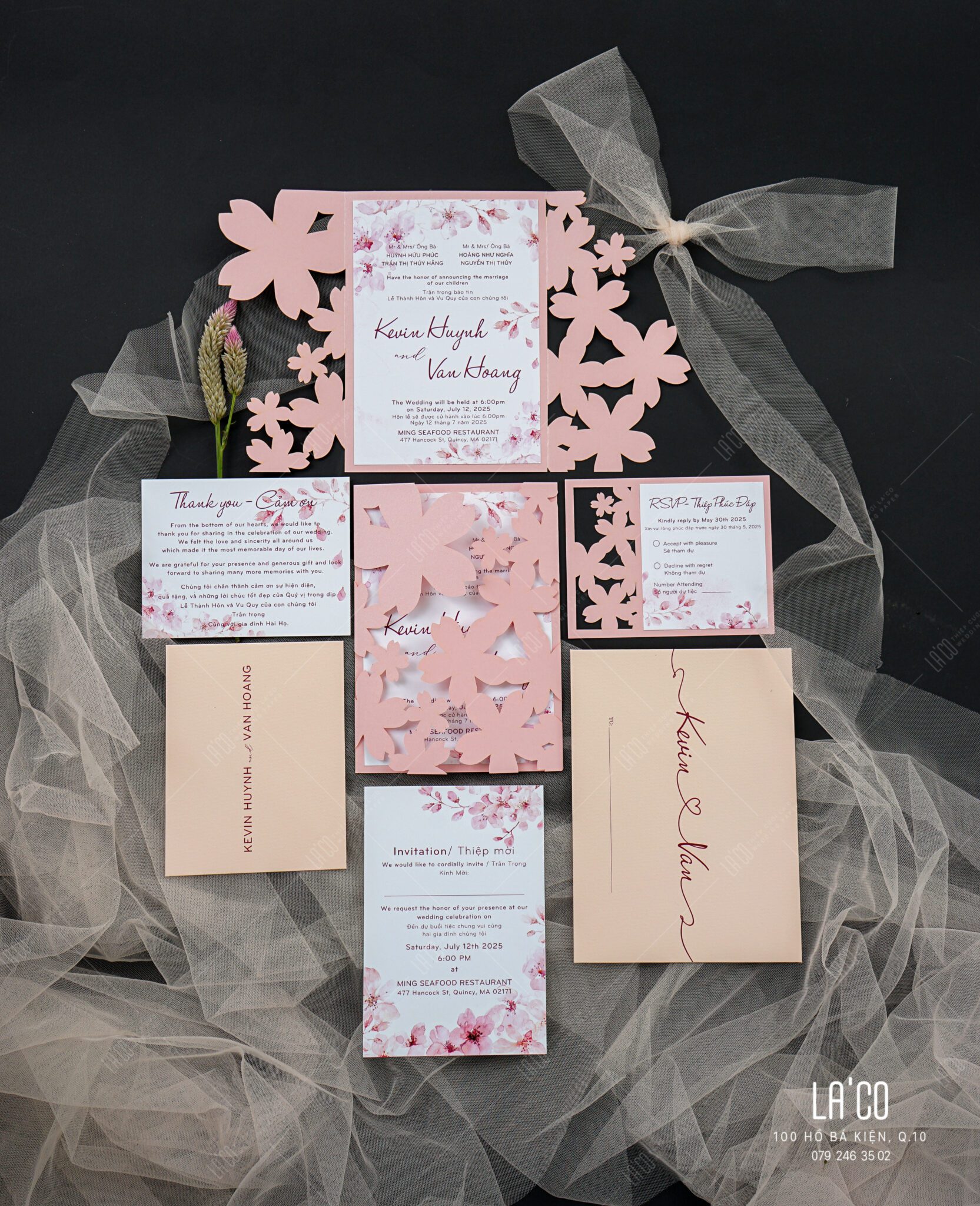 Thiệp laser cut hoa anh đào