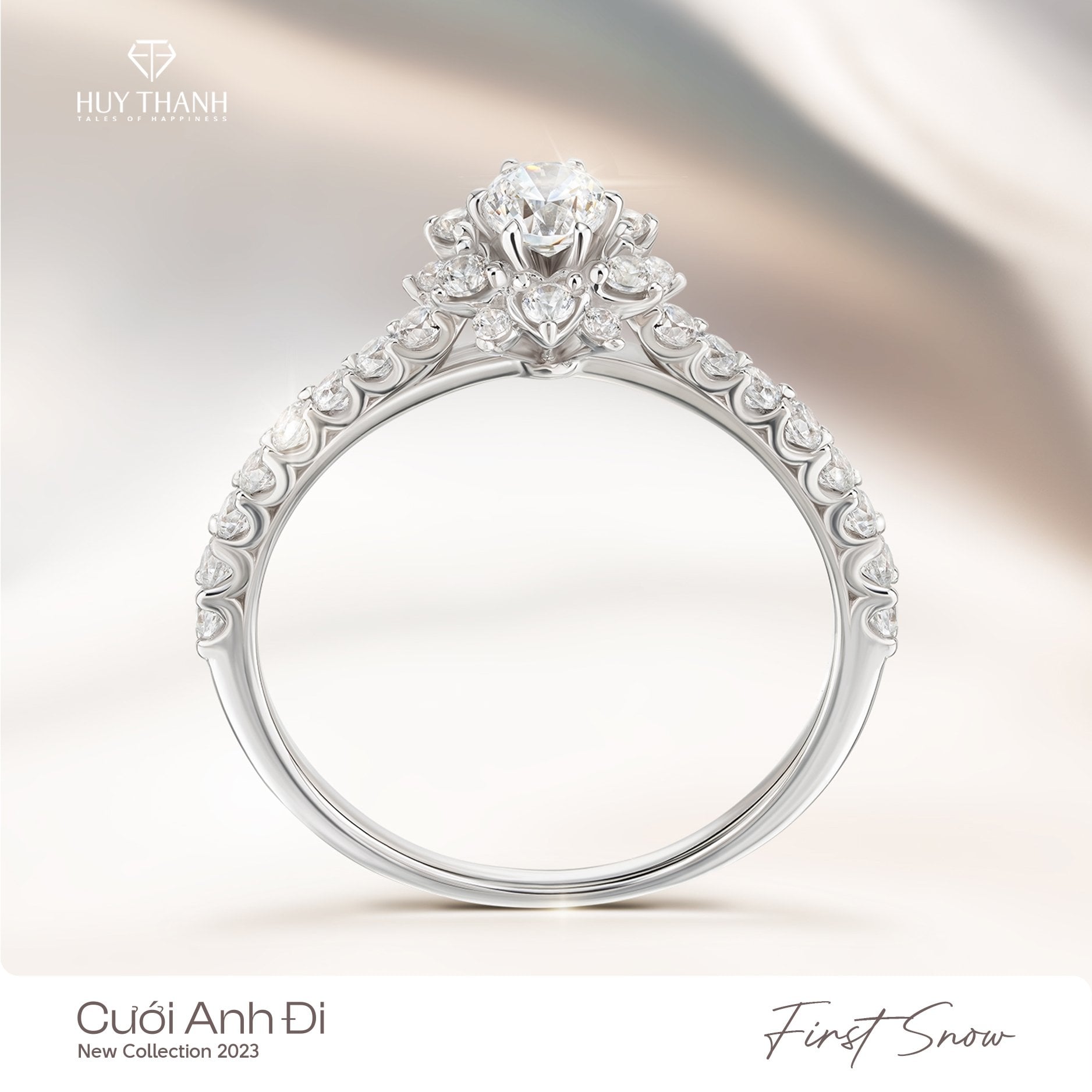 Nhẫn cầu hôn First Snow với thiết kế bông tuyết 3D