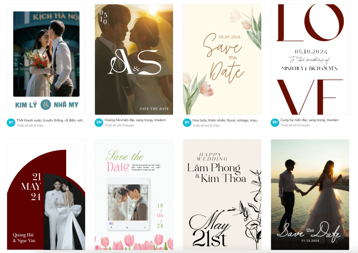 Thiết kế thiệp cưới đẹp bằng cách sử dụng những mẫu có sẵn