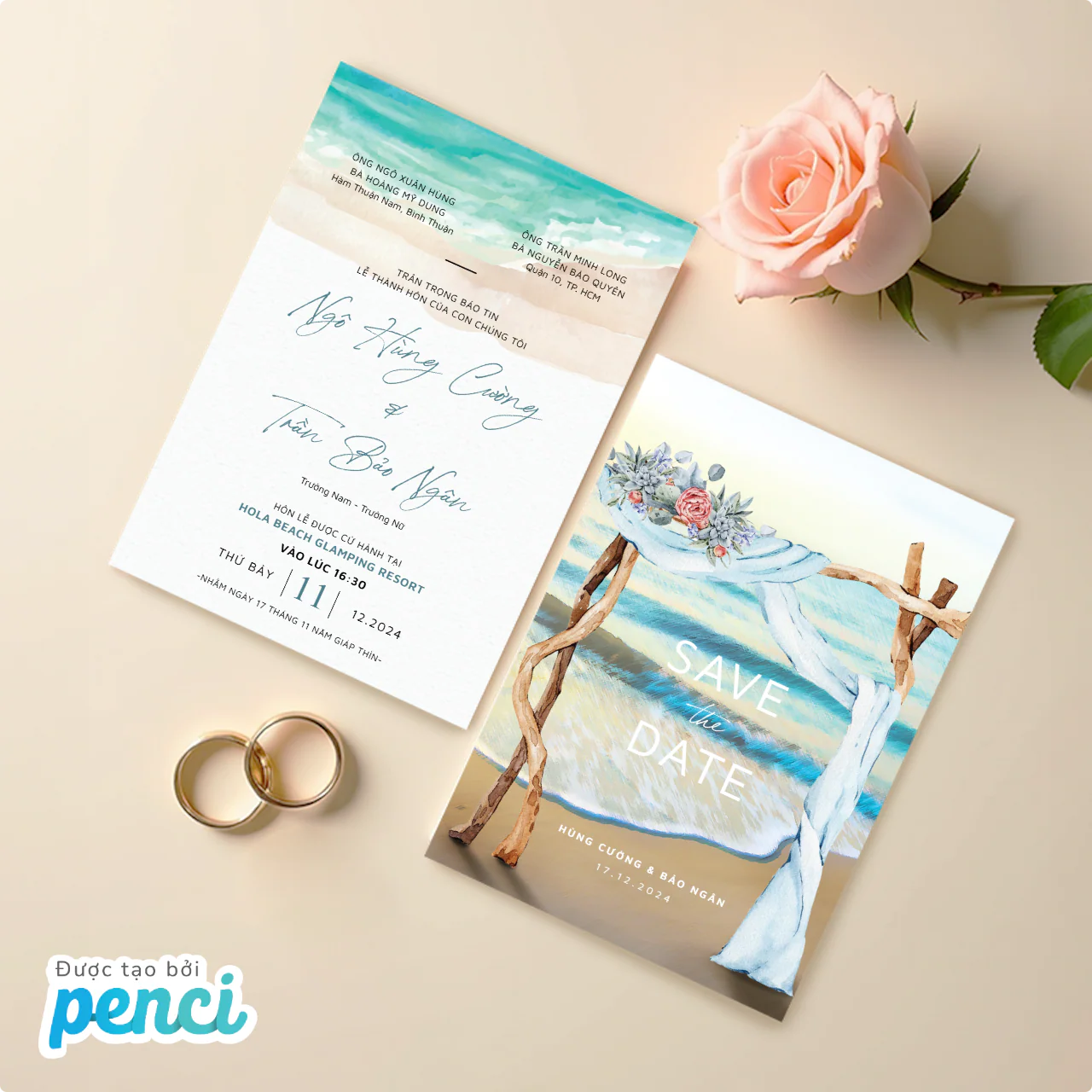 Thiết kế thiệp cưới nhẹ nhàng với tone màu vintage lãng mạn