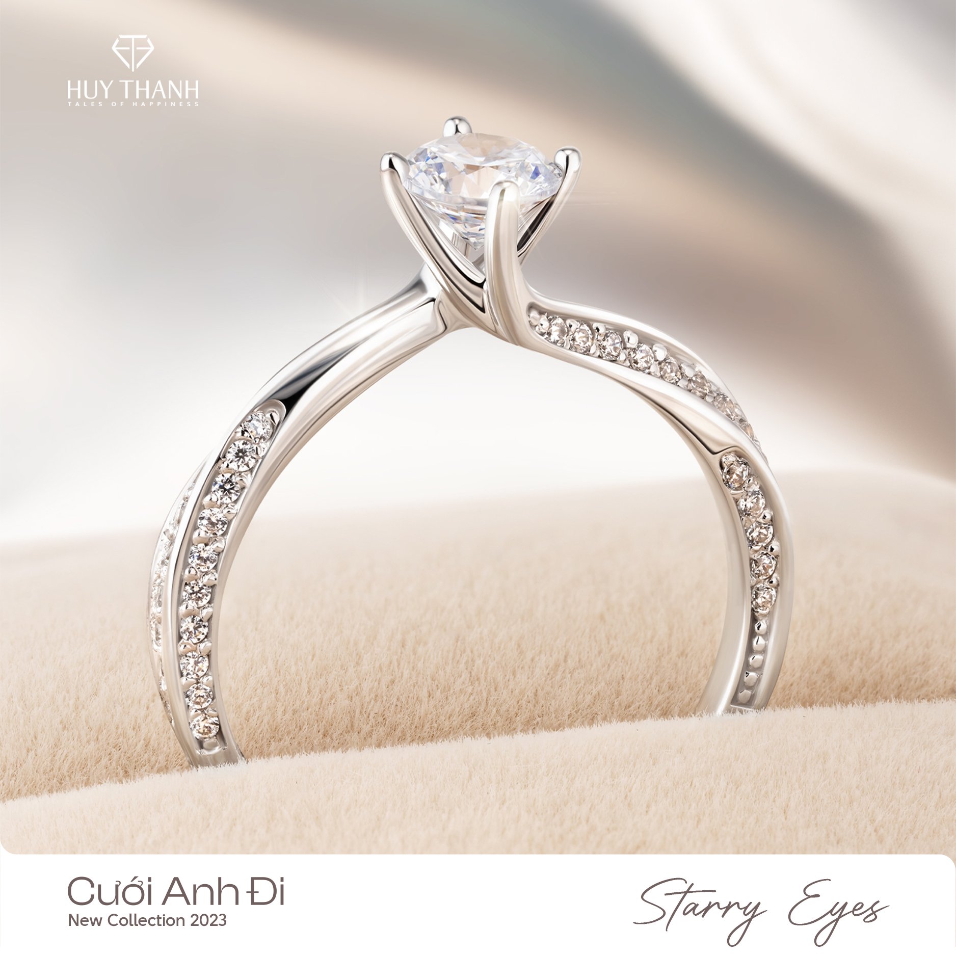 Nhẫn cầu hôn Starry Eyes thiết kế đai xoắn ngân hà