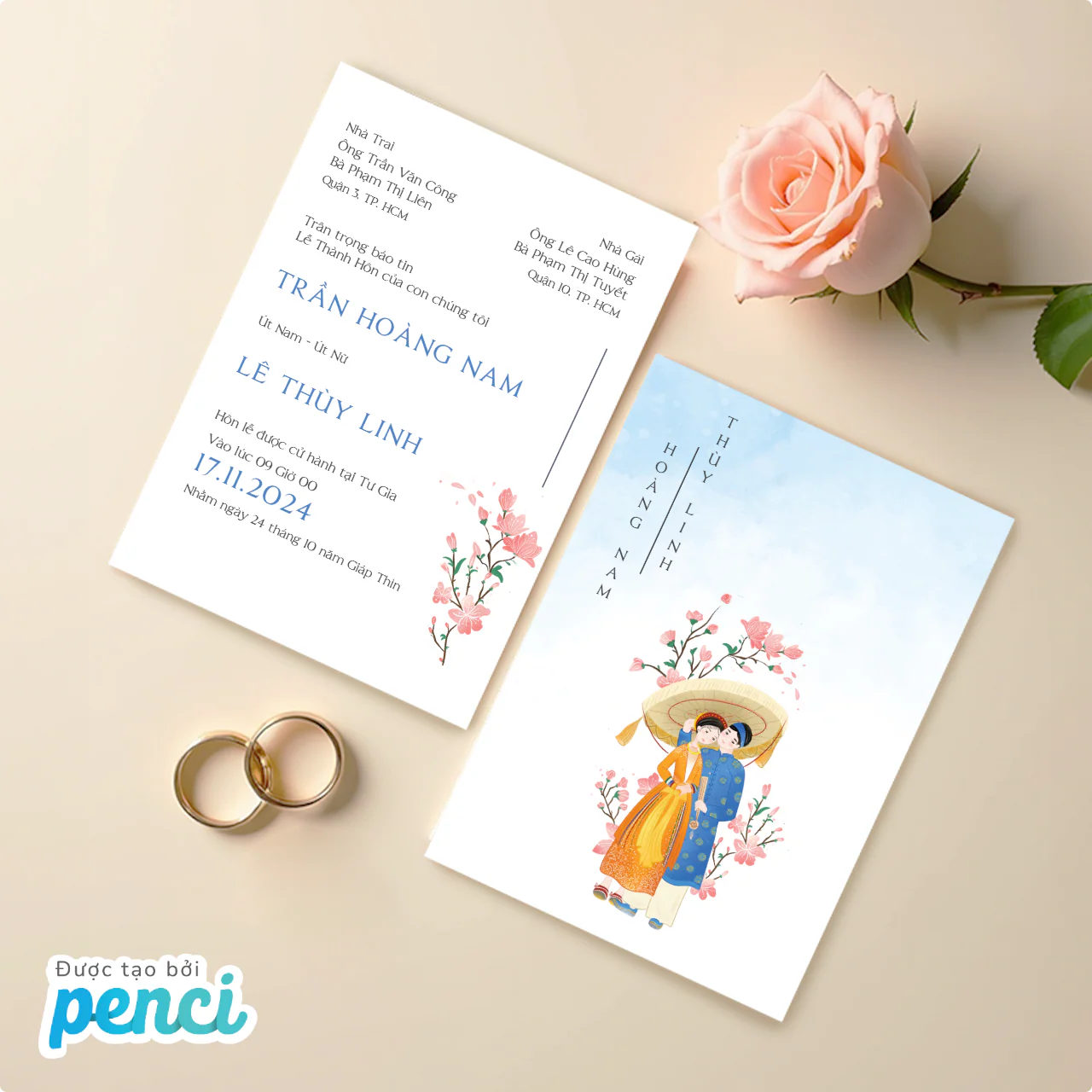 Mẫu thiệp cưới đẹp 2026 với chủ đề thiên nhiên