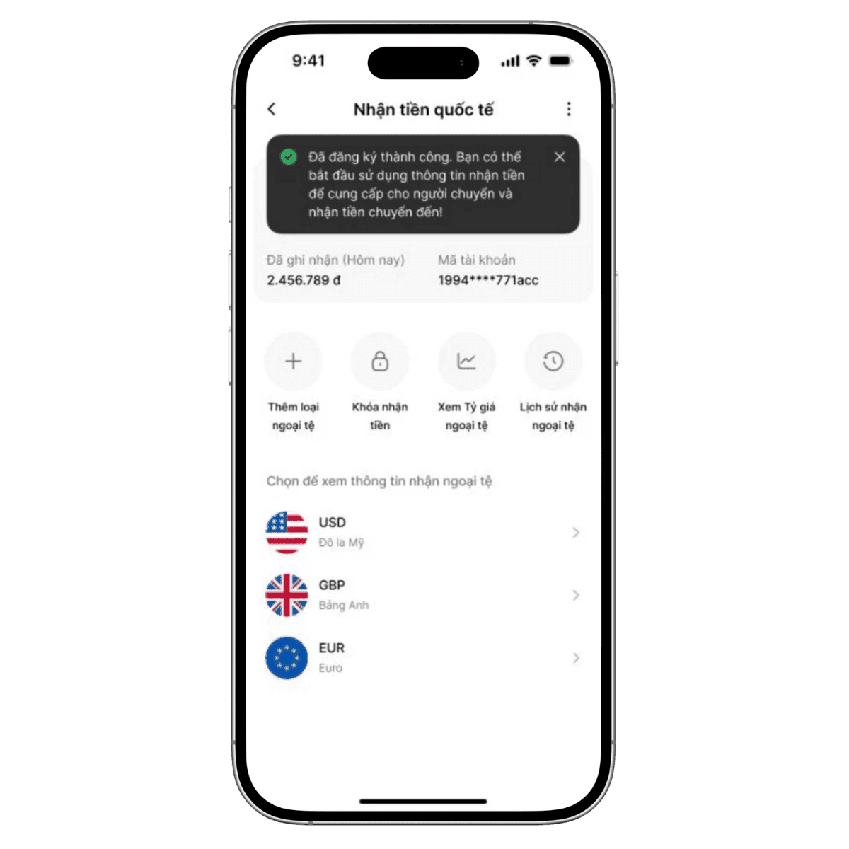 Bước 4-6: Nhận thông tin tài khoản và theo dõi giao dịch