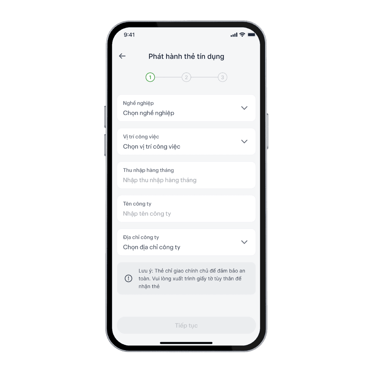 Tính năng quản lý thẻ trên ứng dụng