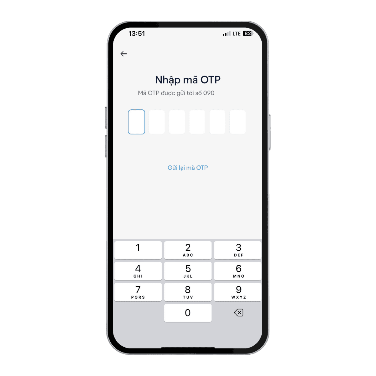 Bước 2: Nhập mã OTP xác nhận số điện thoại