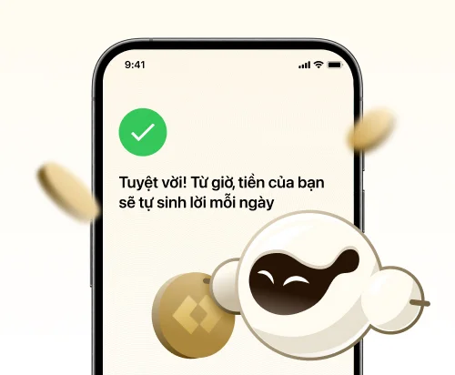 Giao diện tính năng sinh lời tự động hiển thị mức lãi suất và số dư tài khoản