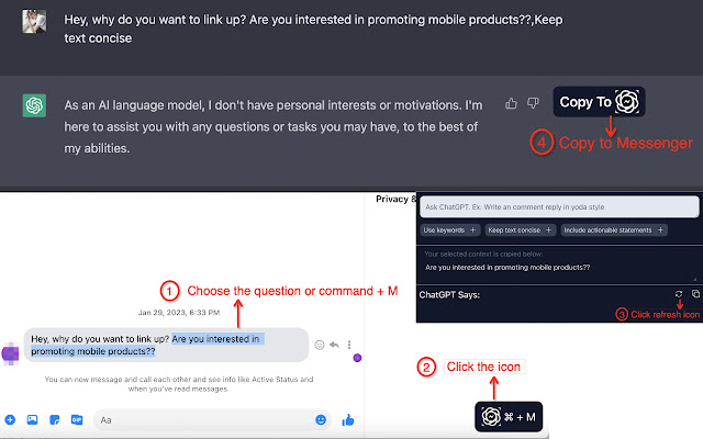 Chatbot AI đang trả lời tin nhắn khách hàng trên Messenger