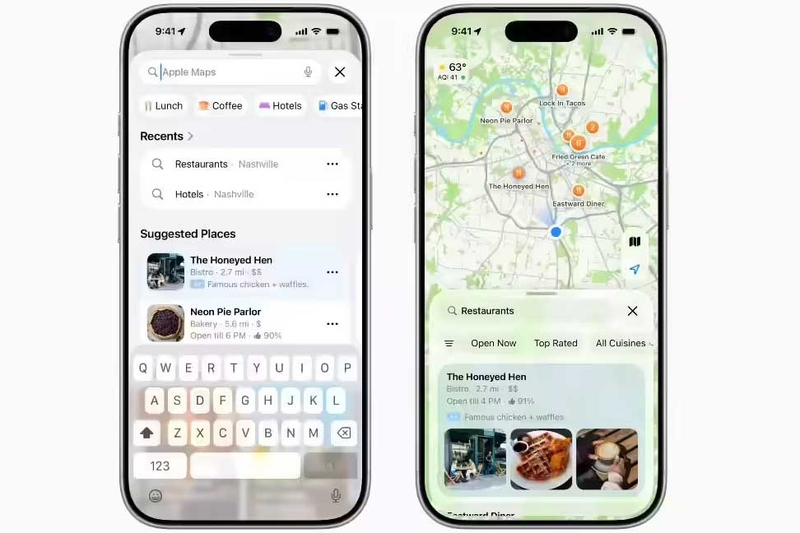 Apple Maps với tính năng Suggested Places hiển thị các địa điểm phổ biến quanh khu vực