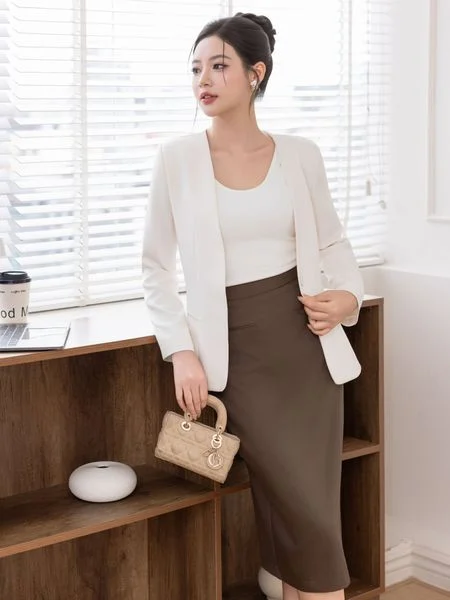 Set đồ phối áo blazer cùng quần tây ống rộng thanh lịch