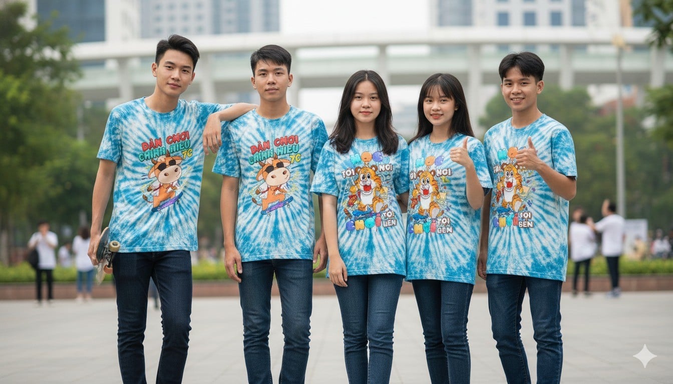Áo đồng phục lớp tie-dye và loang màu