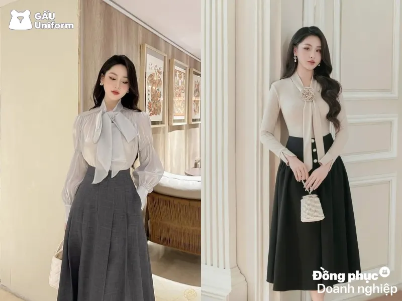 Điểm nhấn ngọt ngào cho các cô nàng khi phối đồ công sở với nơ voan dịu dàng