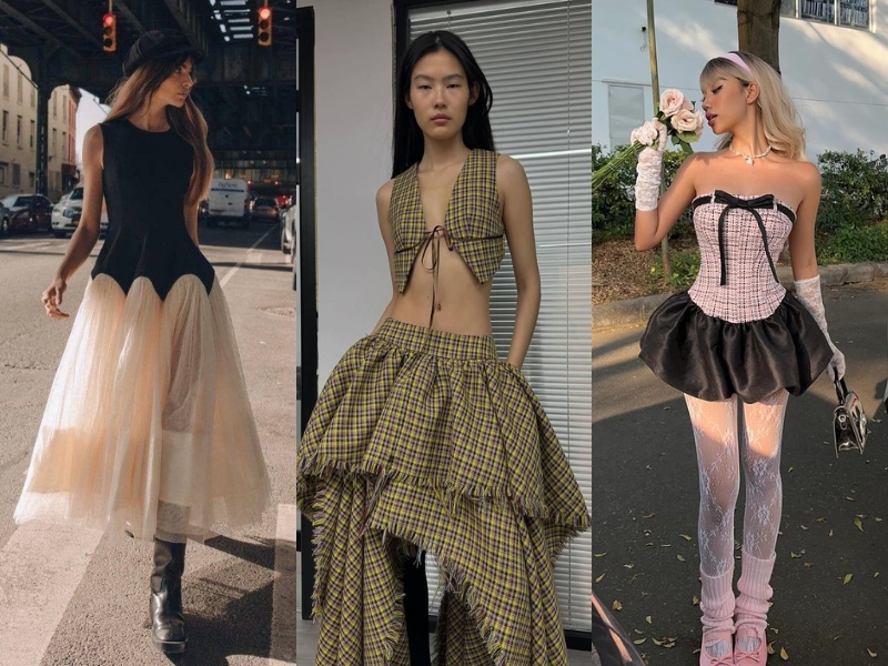 Áo corset kết hợp đầm