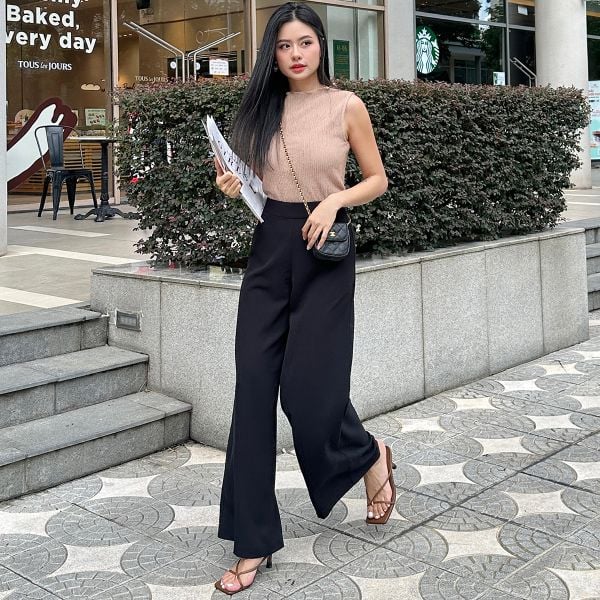 Quần ống suông cạp cao tôn dáng