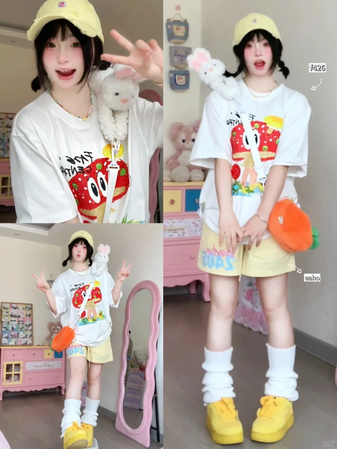 Công thức phối đồ nữ cute áo phông họa tiết và quần short
