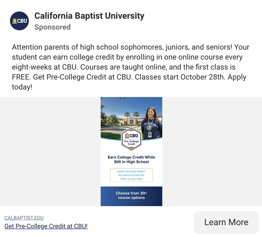Quảng cáo của California Baptist University