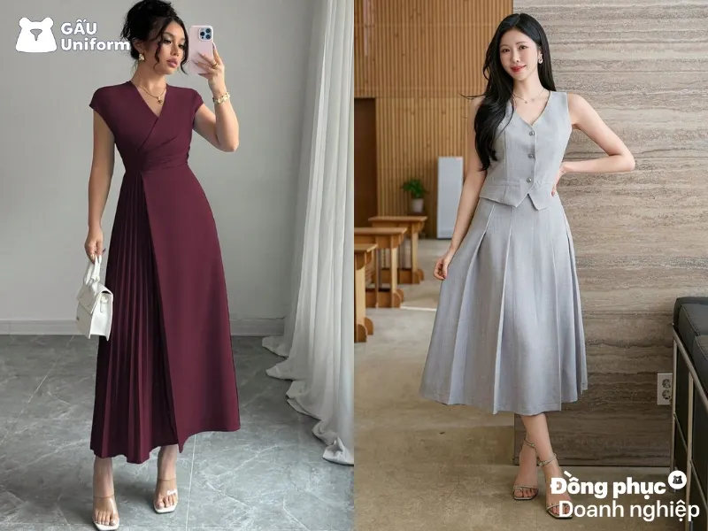 Thể hiện vẻ đẹp tinh tế, nhã nhặn cùng những chiếc đầm công sở đơn sắc