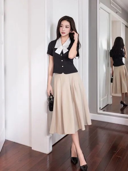 Áo kiểu peplum phối nơ lụa tạo nét duyên dáng cuốn hút