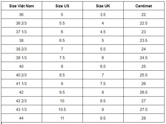 Bảng quy đổi size giày Adidas nữ, cung cấp thông tin cỡ giày US, UK, EU để chọn size giày chuẩn