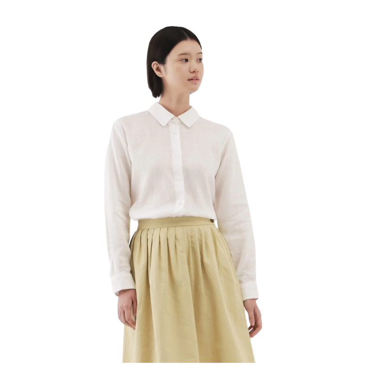 Áo Sơ Mi Nữ Vải Linen Cổ Thường Tay Dài MUJI