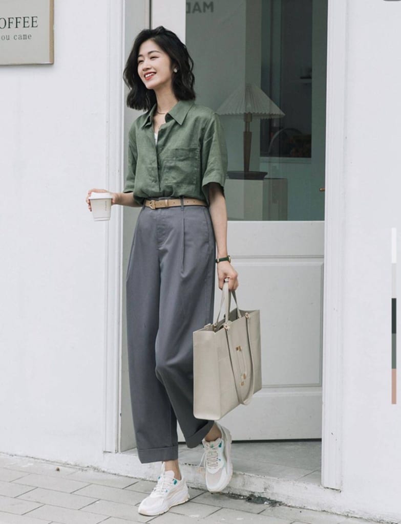Quần âu nữ phối áo sơ mi