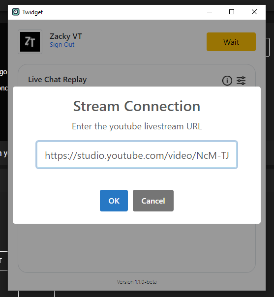 Giao diện bắt đầu thiết lập công cụ widget lấy dữ liệu chat hội thoại