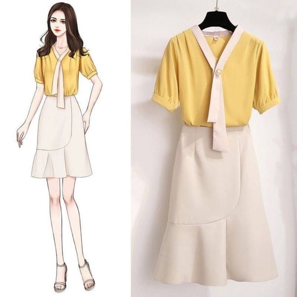Sự kết hợp giữa áo kiểu và chân váy đầy ấn tượng