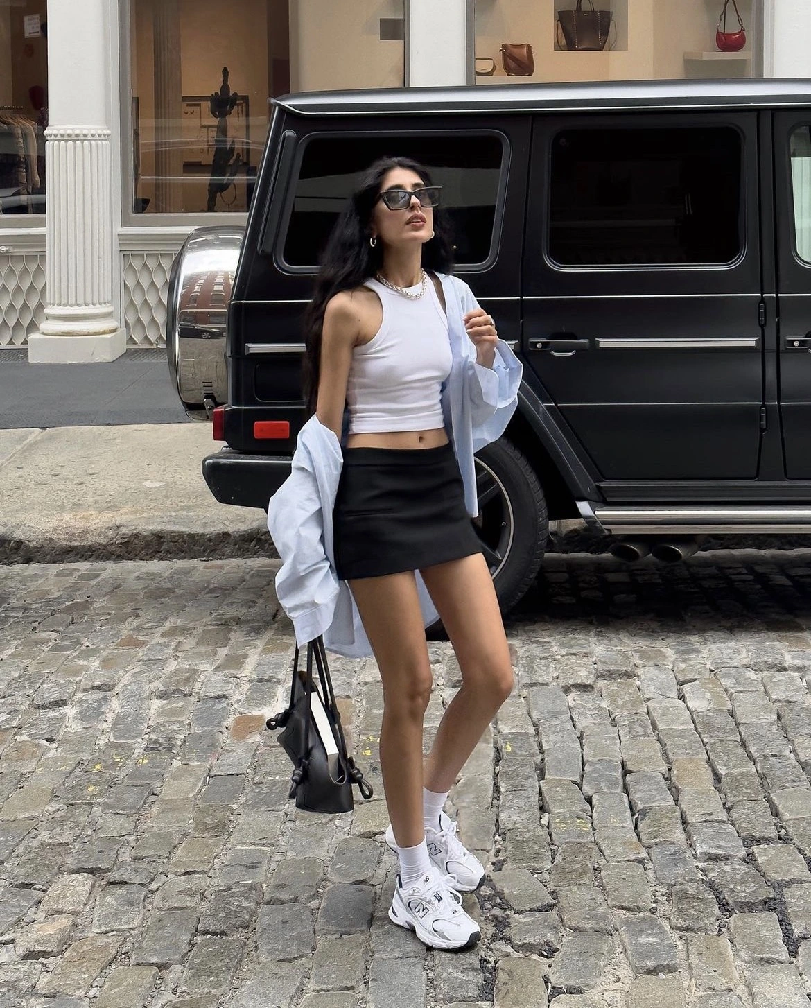 Áo tank top + sơ mi khoác ngoài