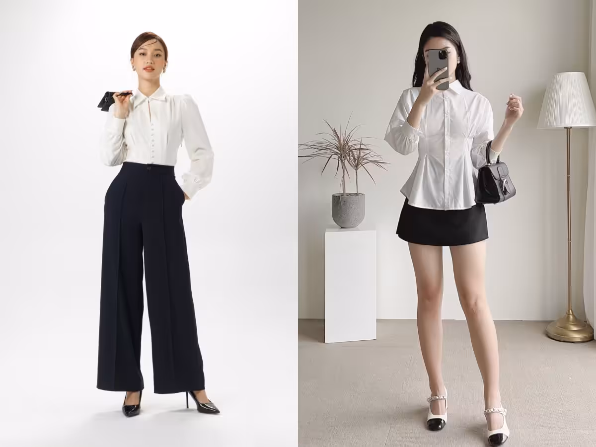 Tôn dáng eo thon với các kiểu áo sơ mi ôm nhẹ cho dáng đồng hồ cát