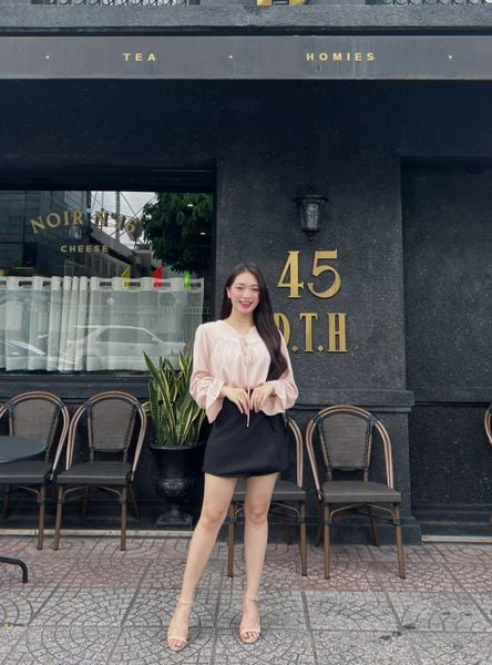 Váy skort đắp chéo thắt nơ cho mùa thu nữ