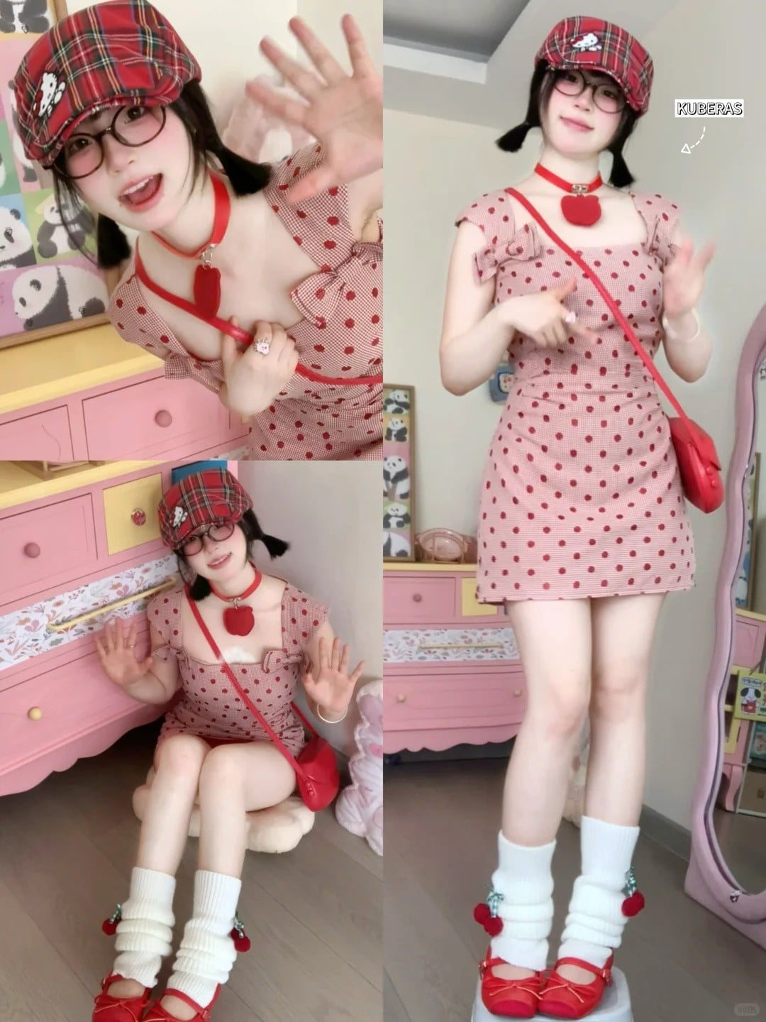 Váy hồng chấm bi