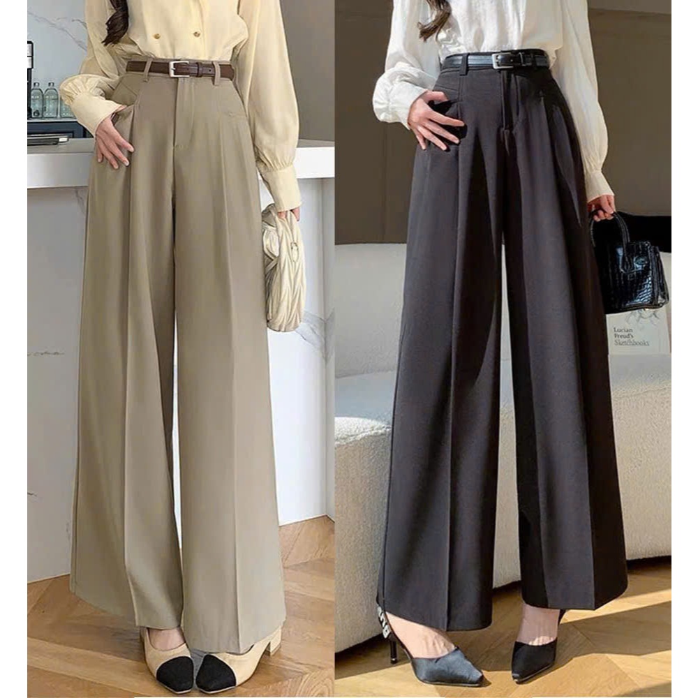 Quần cạp cao ống suông