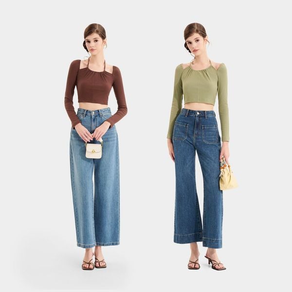 Áo thun kết hợp cùng quần jean ống suông mang lại sự trẻ trung