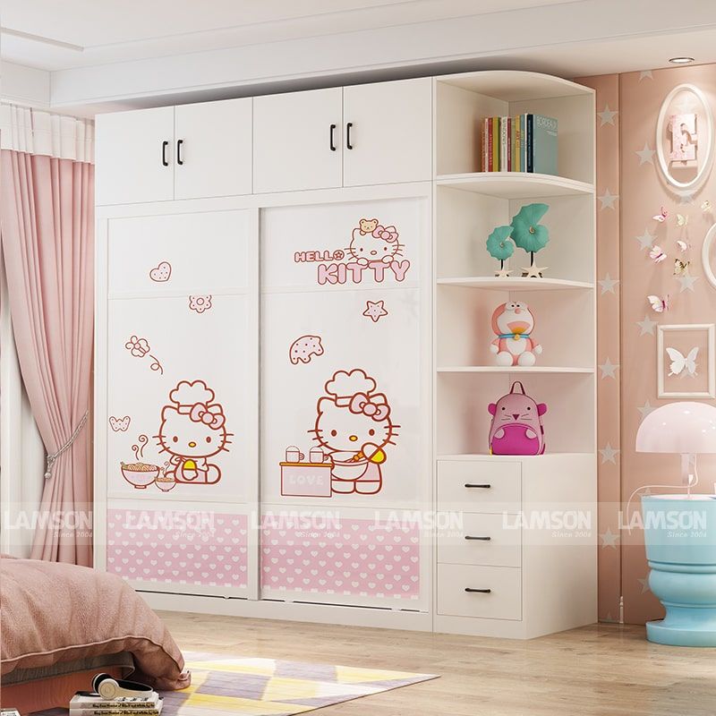 Mẫu tủ này nổi bật với thiết kế dễ thương