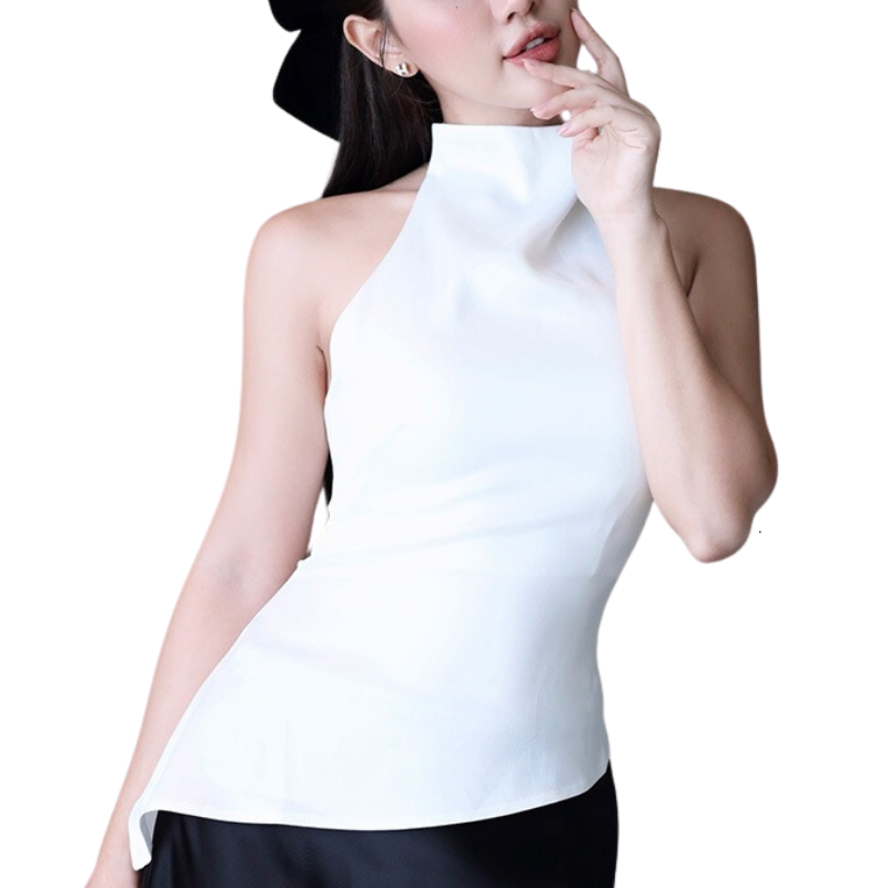 Áo croptop cổ yếm hở lưng chất lụa tinh tế
