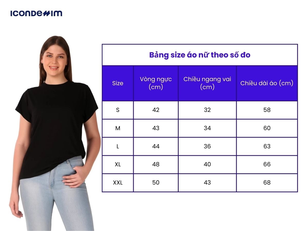 Bảng size áo nữ theo số đo