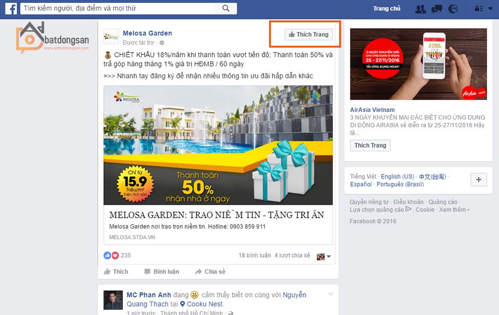 Ví dụ quảng cáo Facebook Ads hiệu quả cho dự án bất động sản tại Việt Nam