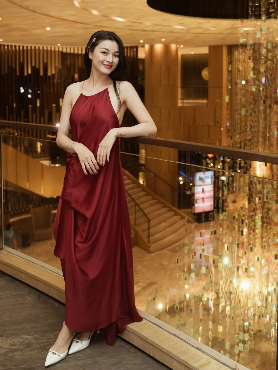 Đầm lụa đỏ cho tiệc Giao thừa ấm cúng