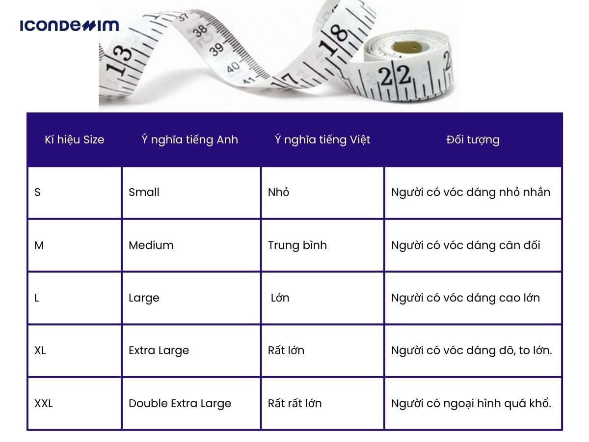 Ý nghĩa ký hiệu size quần áo
